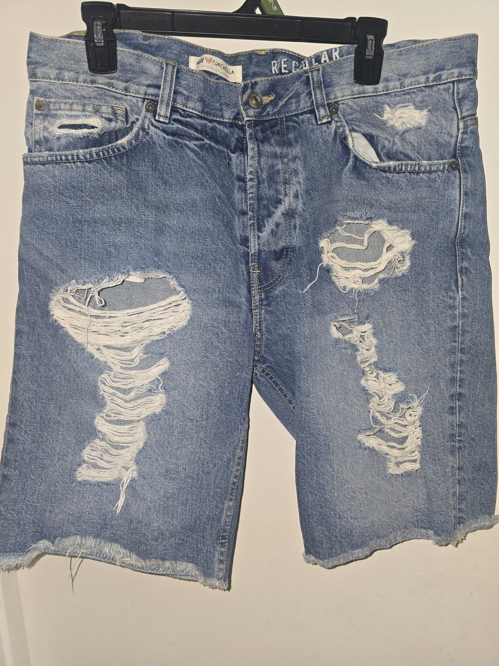 Distressed Light Blue Denim Men’s Shorts